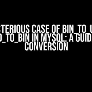 The Mysterious Case of BIN_TO_UUID and UUID_TO_BIN in MySQL: A Guide to Conversion